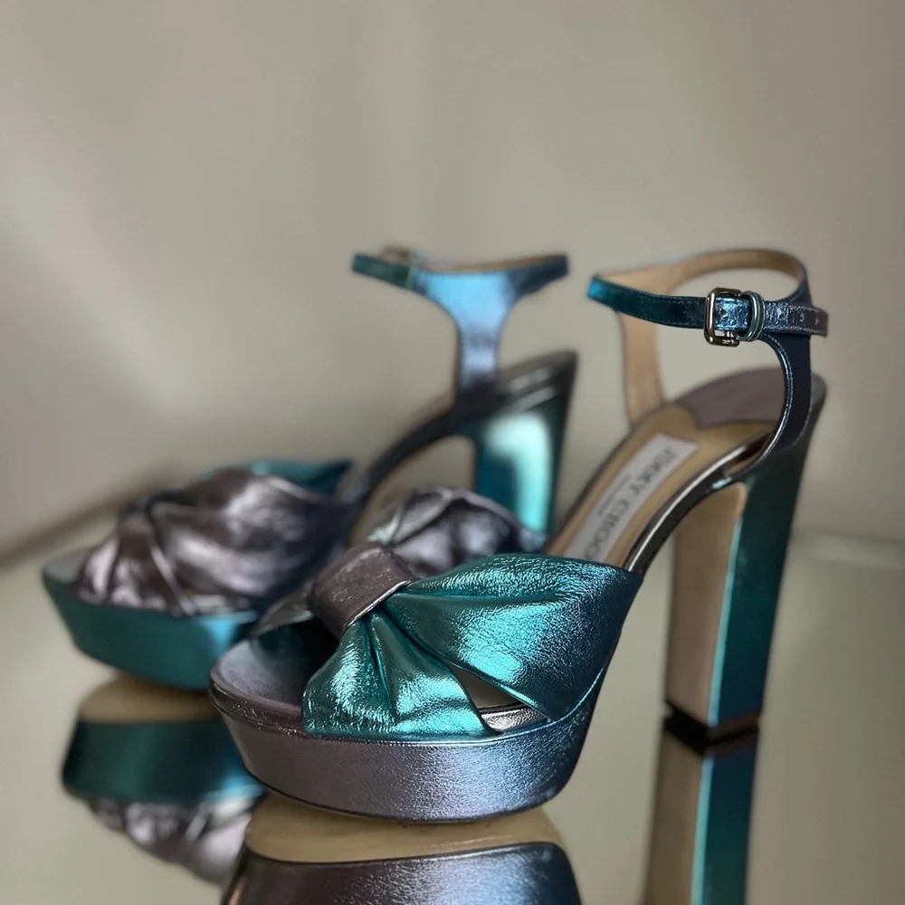 New Jimmy Choo Heloise Ombre Ankle-Strap Platform Sandals 36 $995 - Picture 7 of 14